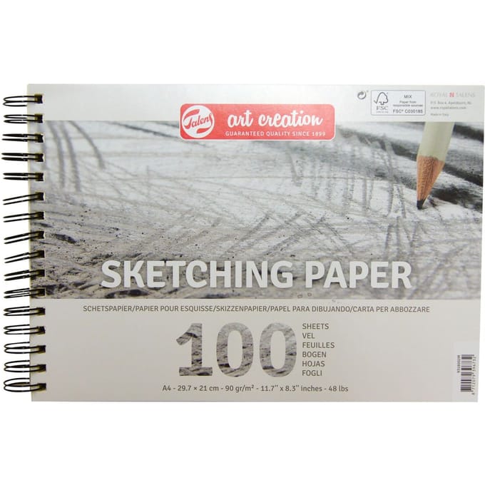 Schetspapier Talens Art Creation 100 witte vellen 90gr 297x210mm grijs