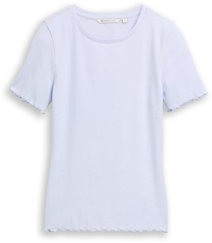 Tom Tailor Denim - Slim fit T-shirt met ribbelstructuur - Maat XXL - mountain sky blue