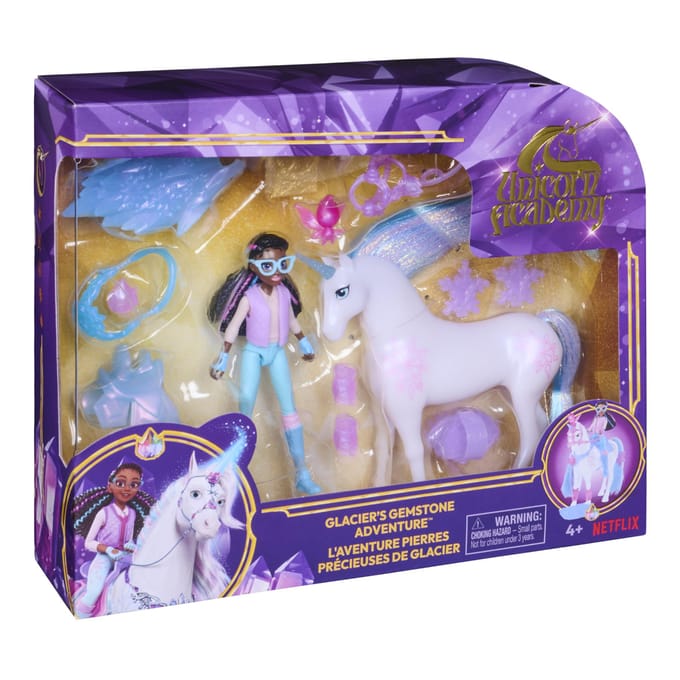 Spinmaster Unicorn Academy – Glacier' Gemstone Adventure - Pop Layla & Unicorn Glacier (11.5 cm & 12.5 cm)