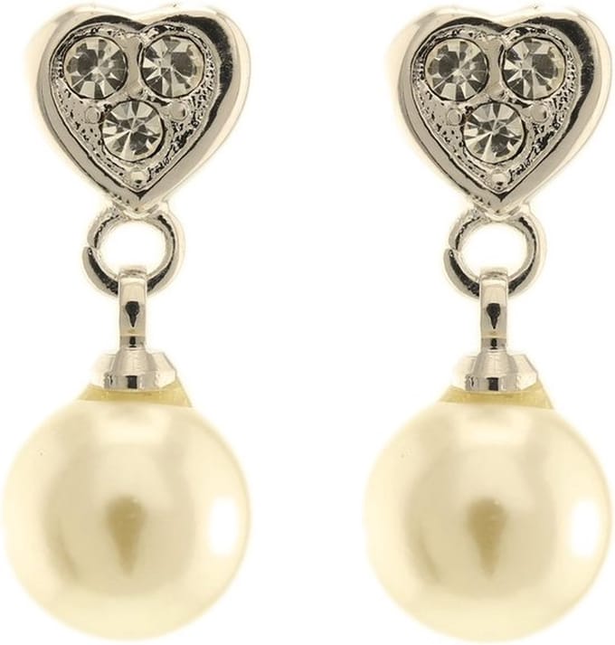 Behave - Dames oorbellen - Zilverkleur parel hartje - Romantisch 2 cm
