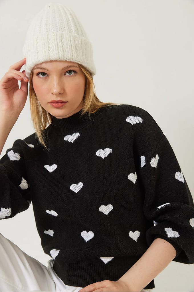 Hartpatroon Crew Neck Relaxed Fit Trui
