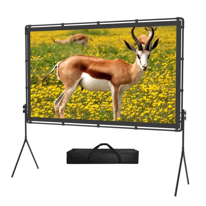 Polyester Dubbele Beugel 16:9 Opvouwbaar Buitenprojectiescherm voor Buitenfilms Thuisbioscoop 120 inch
