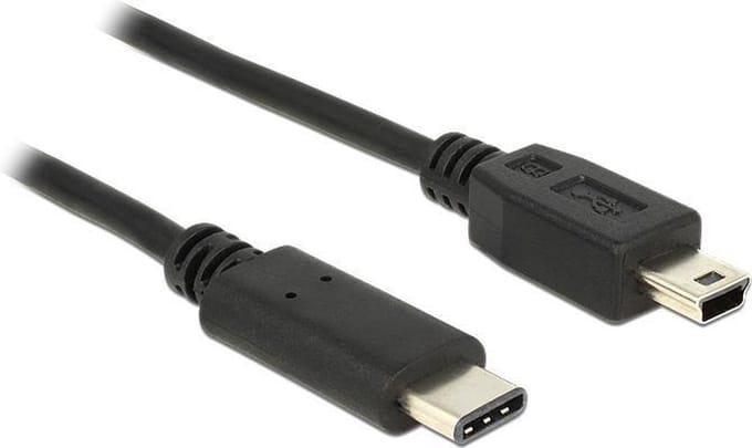USB Mini B naar USB-C kabel - USB2.0 - tot 3A / zwart - 1 meter