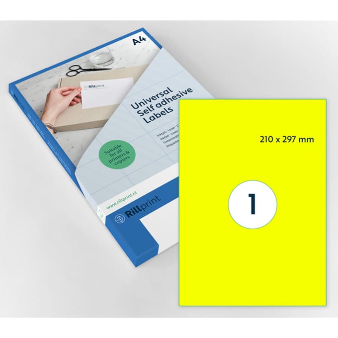 Etiket Rillprint 210x297mm fluor geel 100 stuks