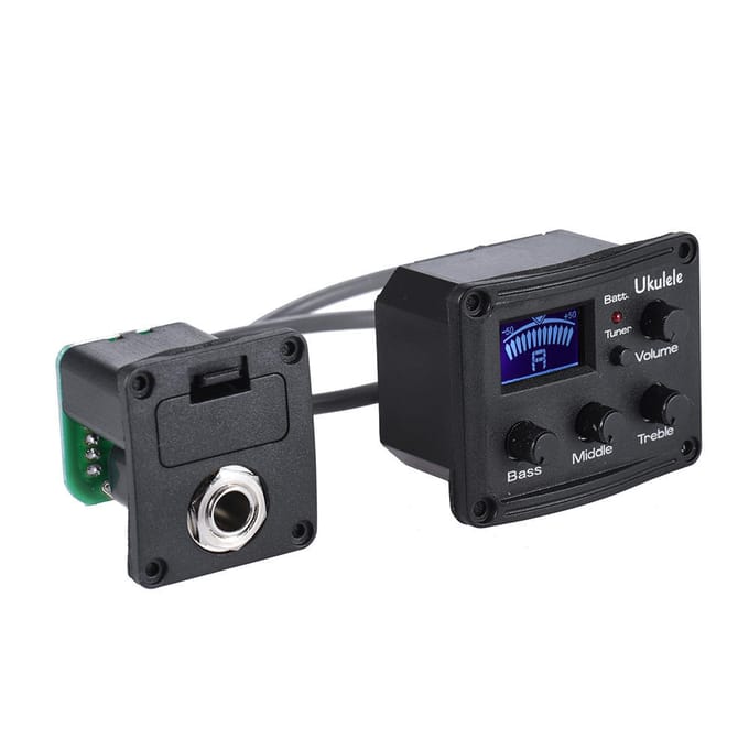 Ukelele Ukelele Uke Piezo Pickup Preamp 3-Band EQ Equalizer Tuner Systeem met LCD Display gray