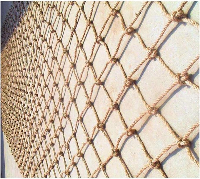 Veiligheidsnet Touw - Beschermnet Klimnet - Kinderen Beveiligen - Handgeweven Kwaliteit - 1x5 Meter - Naturel