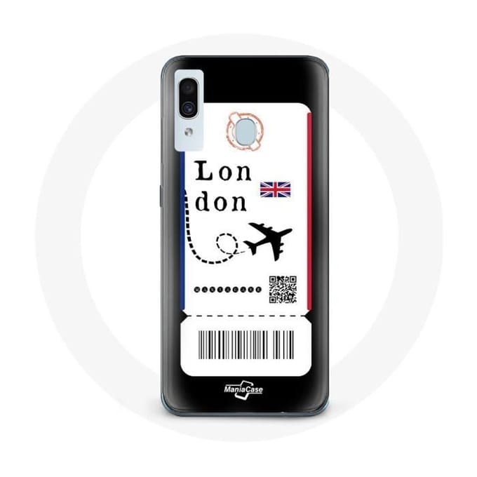 Coque - Samsung - Galaxy A20 - Billet d'avion London - Souple - Protection synthétique