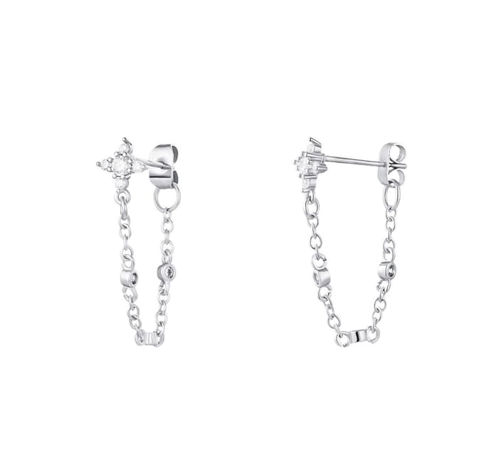 Stainless steel Oorbellen Met Kettinkje - Sparkle Collection - Yehwang - Goud