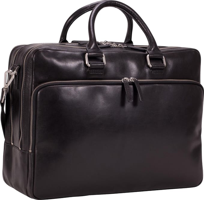 Leonhard Heyden Cambridge laptoptas 3-vaks 15 inch - Zwart