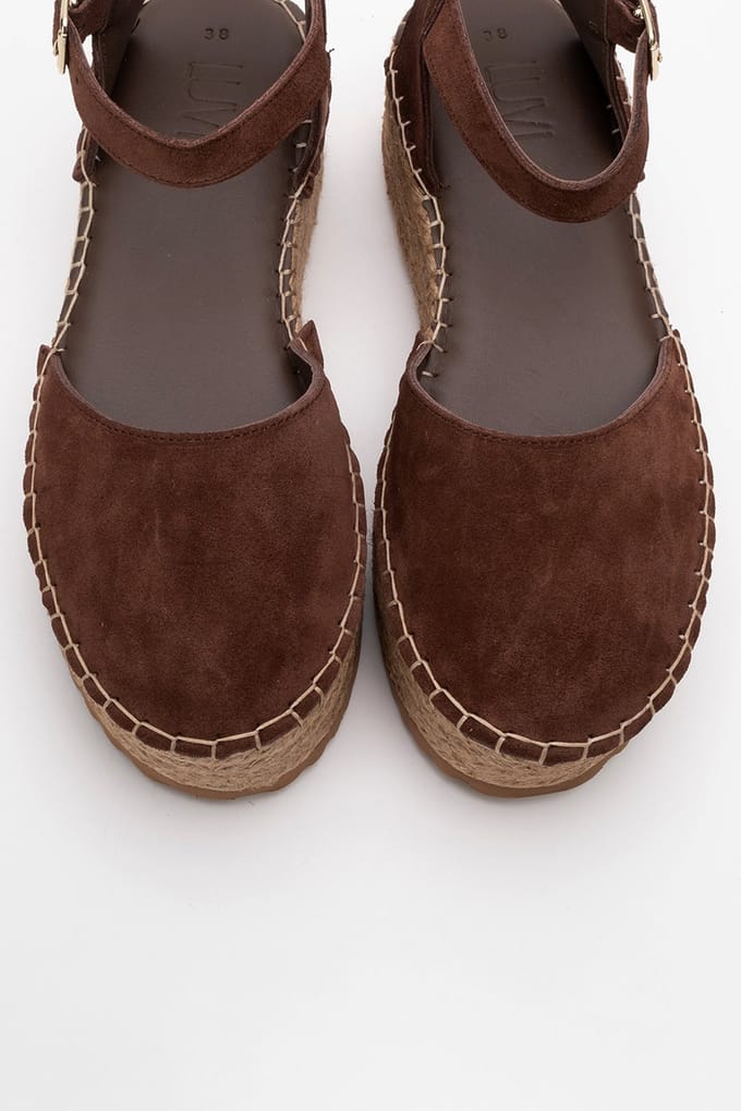 Viba Leren Espadrille Platform Sleehak Sandalen (Dames)