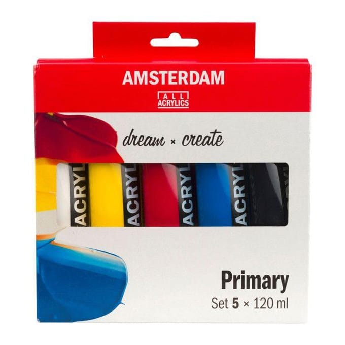 Peinture acrylique - Amsterdam - 5 tubes - Couleurs primaires - 5 x 120ml blanc