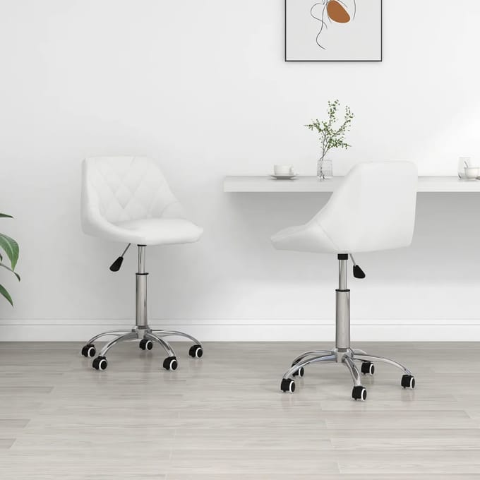 vidaXL - Eetkamerstoelen - draaibaar - 2 - st - kunstleer - wit