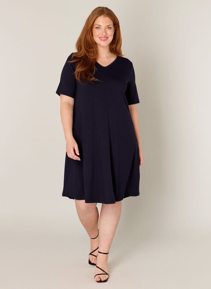 BASE LEVEL CURVY Abernathy Jurk - Dark Blue - maat 1(48)
