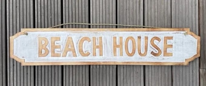 Tekstbord Beach House wit/natural 100 cm
