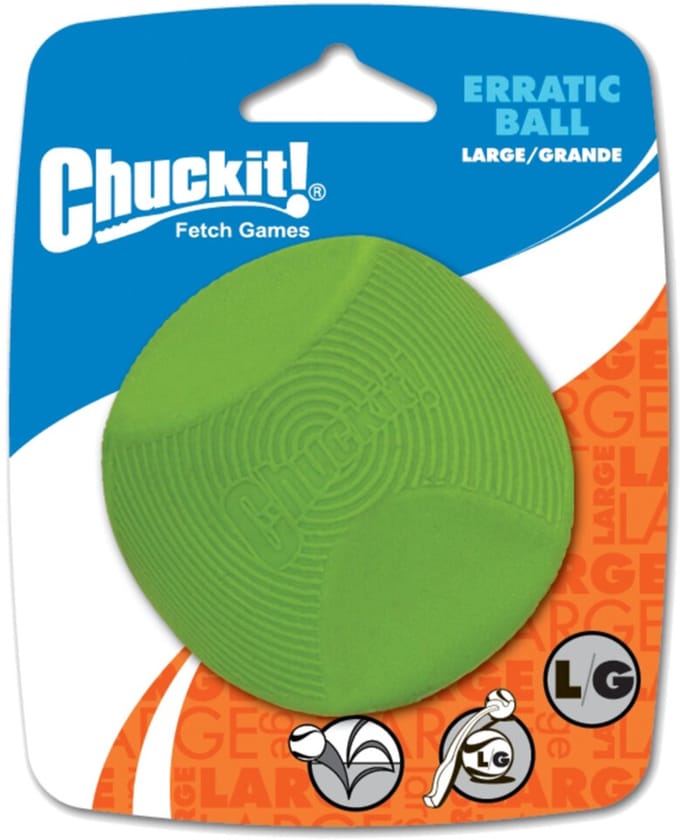 Chuckit! Erratic Ball - Hondenspeelgoed - Hondenbal - Stuiterend hondenspeeltje - Rubber - Large - Ø7 cm - 1 Stuks