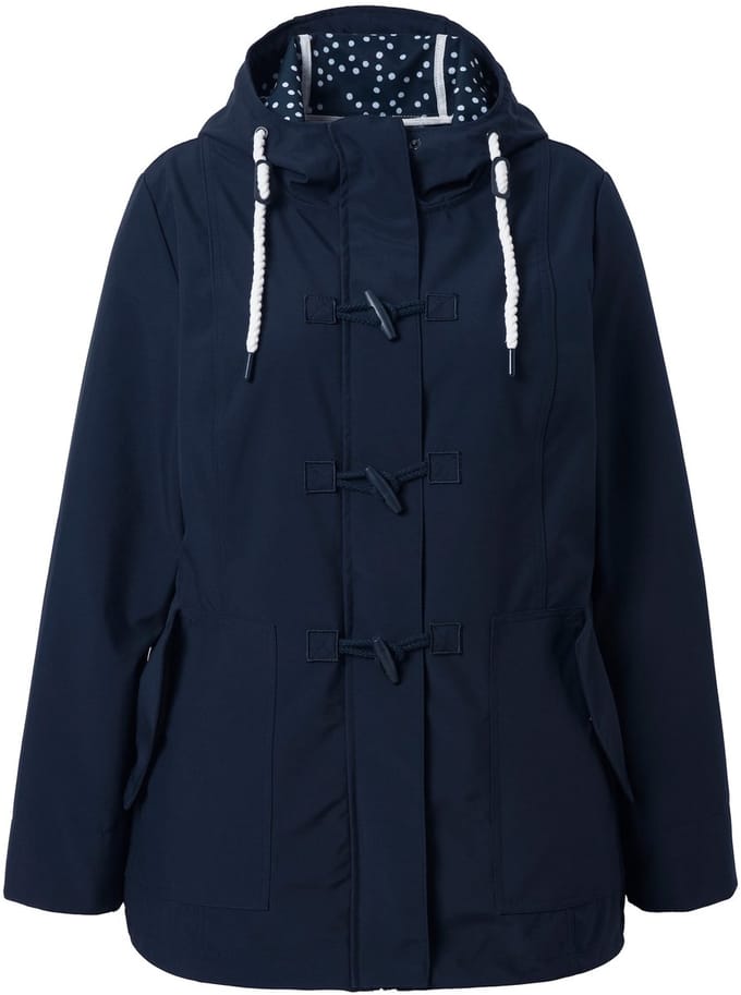 Ulla Popken - Dames - HYPRAR softshell jas waterafstotend knoopsluiting - Marine - Maat 42+