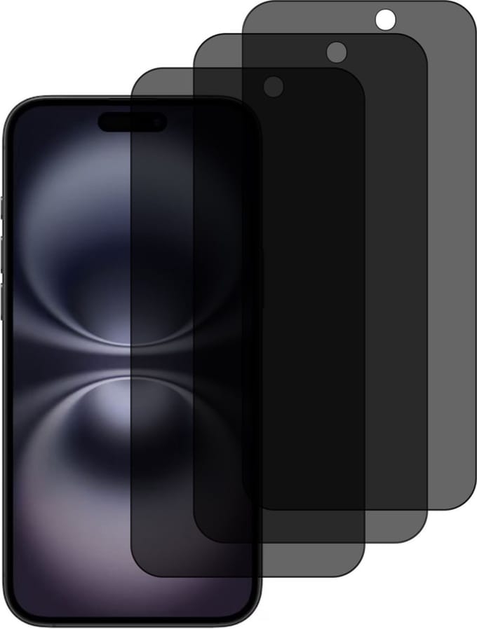 Privacy Screen protector Geschikt voor iPhone 16 Plus screenprotectors Privacy - 3 Stuks - Full screen protector tempered glass van gehard glas