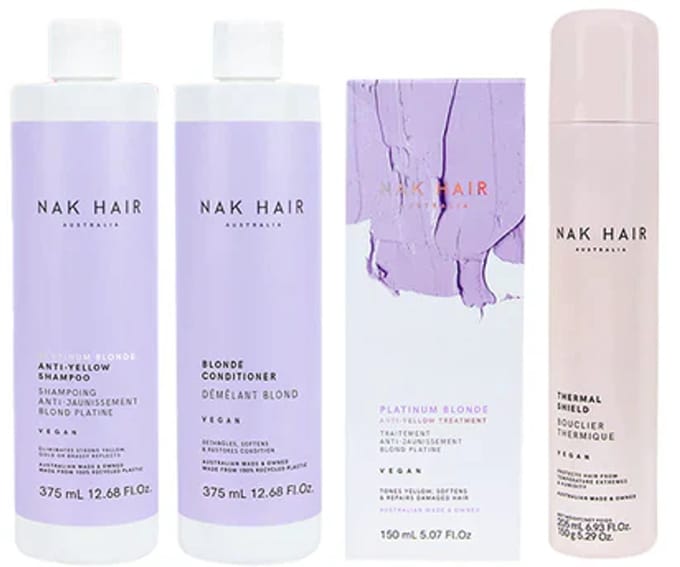 NAK Hair Platinum Blonde Quad Pack – Zilvershampoo, Conditioner & Masker Set (4-delig)