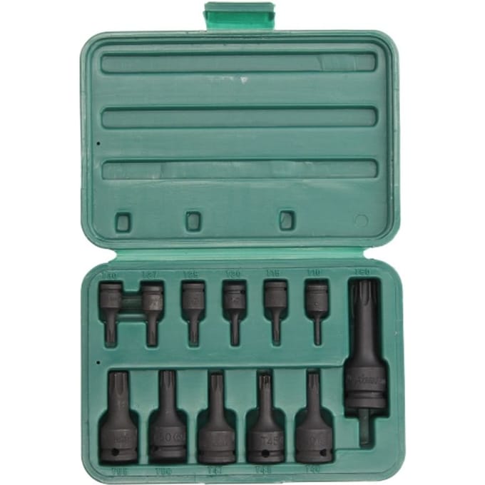TORX slagmoerdoppenset HANS 1/4-3/8-1/2 12 stuks T10-T60