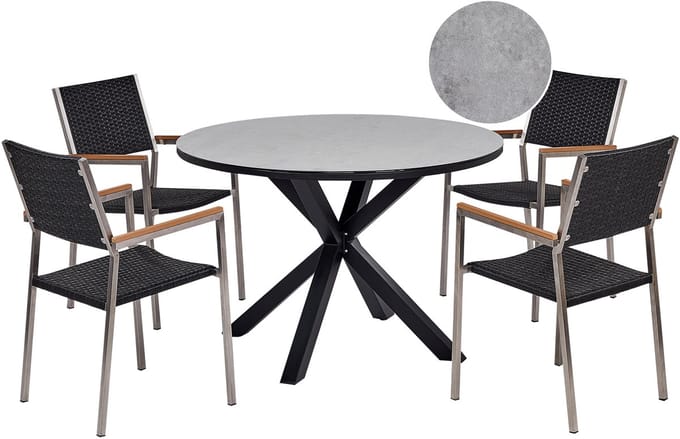 MALETTO/GROSSETO - Tuinset 4-zits - Grijs/Zwart - Aluminium/PE rotan