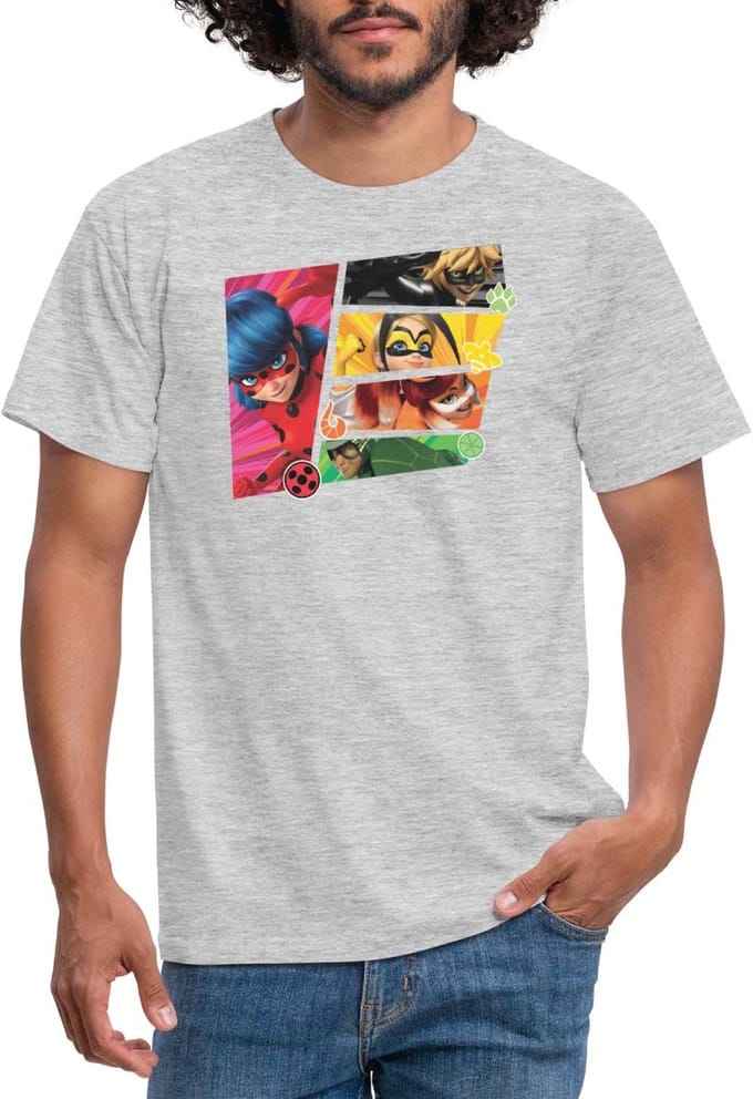 Miraculous Superhelden Ladybug Chat Noir Vesperia T-Shirt Heren