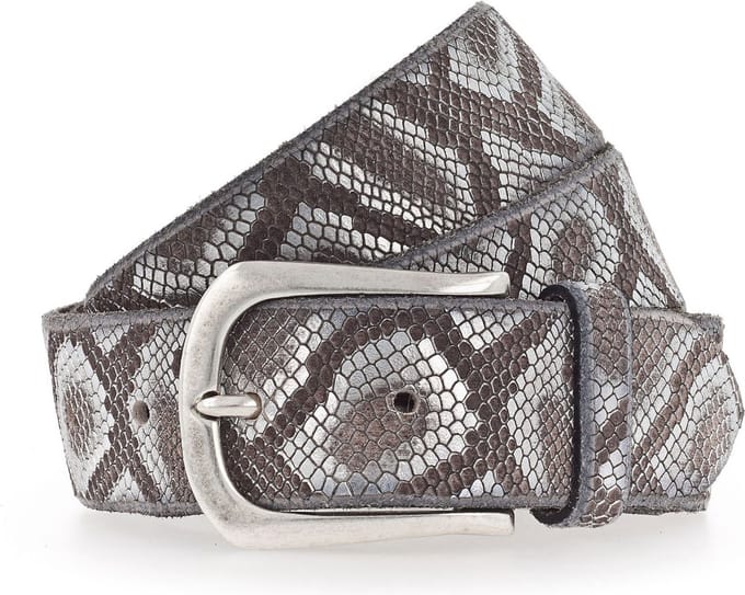 b.belt Riem Sabia Ledergürtel W105 Brown / Silver Metallic Veelkleurig