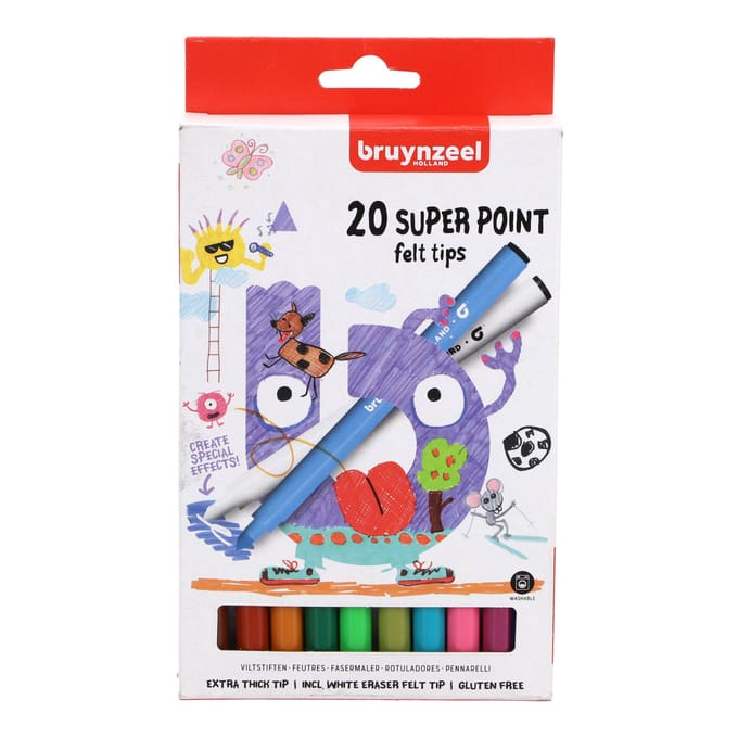 Bruynzeel Kids Super Point Felt-Tip Pens Set 20 Colors