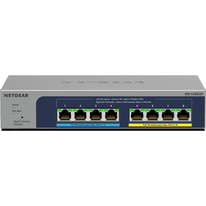Netgear MS108EUP / 8-port Multi-Gigabit (2.5G) Ultra60 PoE++ Ethernet Plus Schakelaar