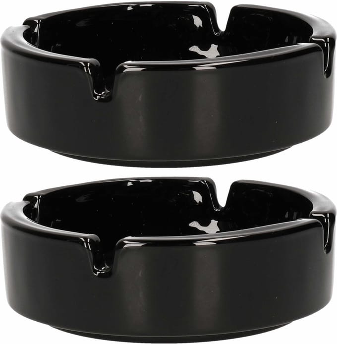 Luminarc Asbak - 2x - D11 cm - zwart - keramiek