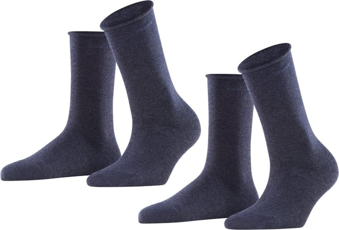 Esprit Basic Pure 2-Pack eenkleurig katoen multipack sokken dames blauw - maat 35-38
