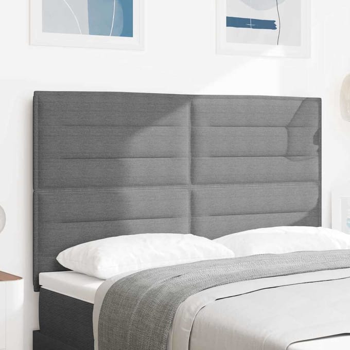 vidaXL - Hoofdbord - Lichtgrijs - 144 - cm - Corduroy - stof