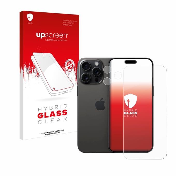 upscreen - Screenprotector voor Apple iPhone 15 Pro Max (Voor+Camera) - Folie Beschermfolie Beschermglas transparant