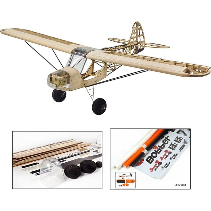 Dancing Wings Hobby S38 Savage Bobber 1000mm Spanwijdte Balsa Hout Afstandsbediening Vliegtuig KIT/ Type 4 zwart