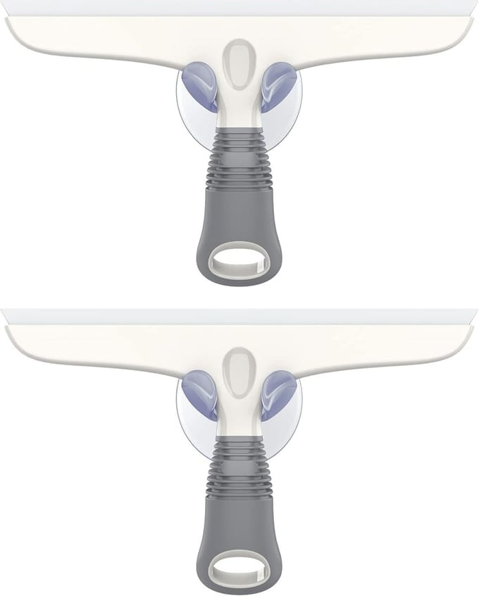 Famanu - Multifunctionele siliconen raamtrekker-set 25 cm met zuighaak, wit-grijs, set van 2