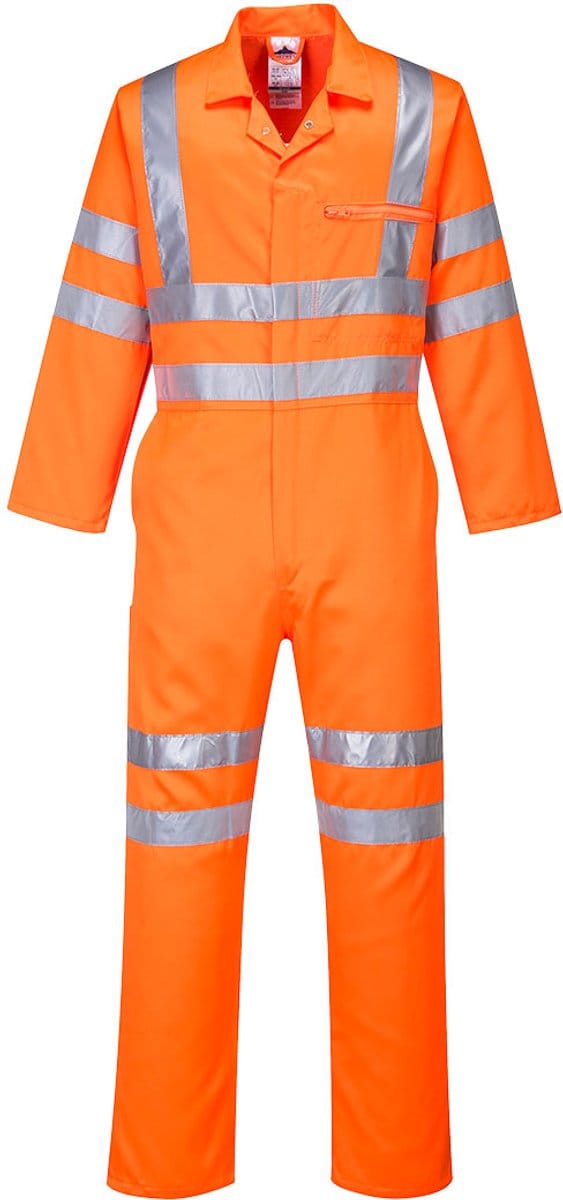Portwest Hi-Vis Poly Katoenen Service Overall RT42 - Oranje Lang - L