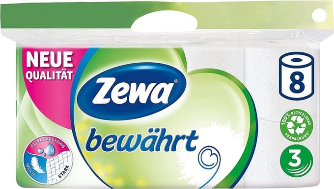 Zewa Toiletpapier, 3-laags, wit, 8 rollen