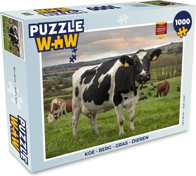 Puzzel Koe - Berg - Gras - Dieren - Legpuzzel - Puzzel 1000 stukjes volwassenen