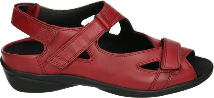 Durea - 7258 G - Platte sandalenDames Sandalen - Kleur: Rood - Maat: 40.5