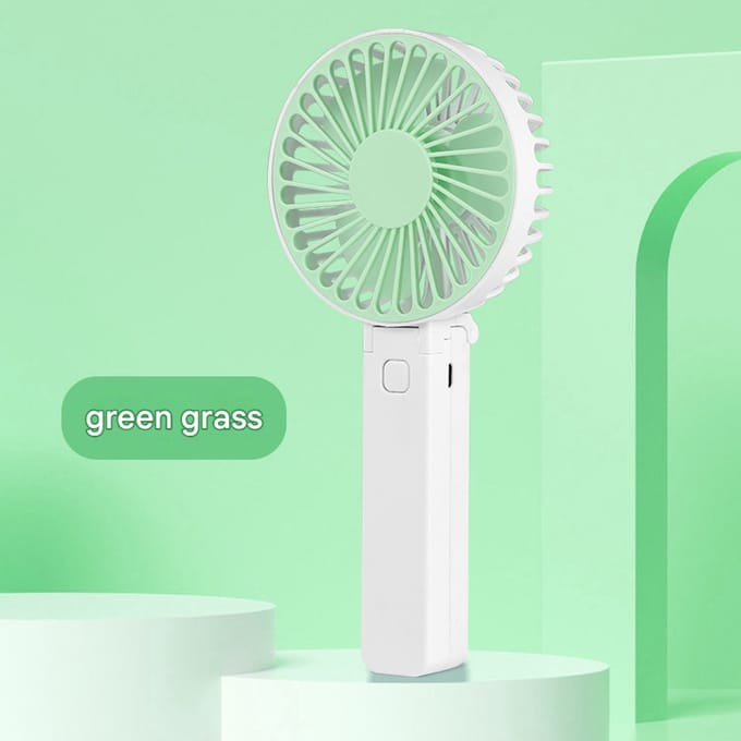 Handventilator - Draagbare ventilator - Bureauventilator - Oplaadbaar - Drie windsnelheden - Kleine draagbare ventilator met USB-aansluiting - Draagbare handventilator voor buiten - Groen