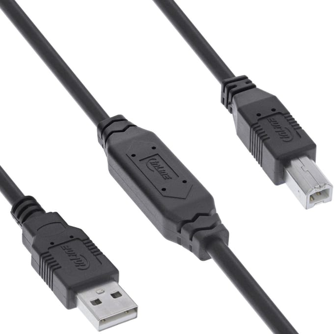 InLine actieve USB-A - USB-B kabel | USB2.0 | 10 meter
