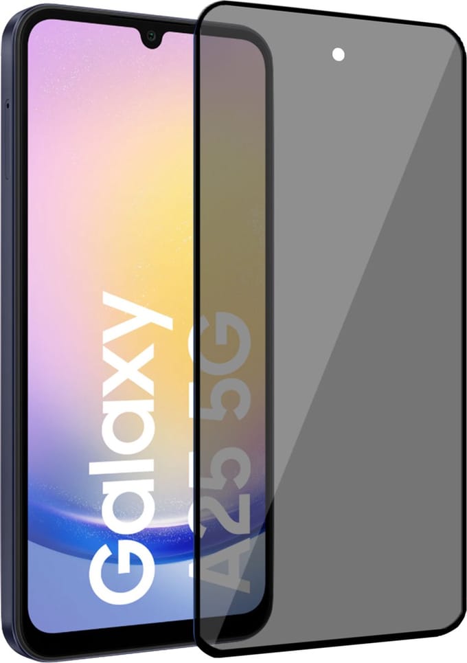 Geschikt voor Samsung Galaxy A25 - Privacy Screenprotector - Beschermglas - Privé GuardCover