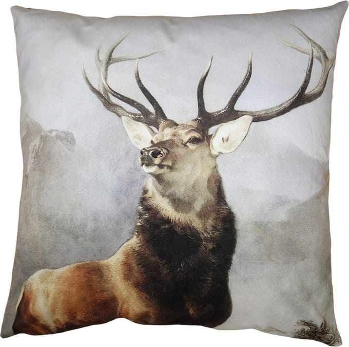 Clayre & Eef Kussenhoes 45x45 cm Bruin Grijs Polyester Hert