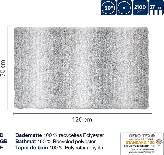Badmat, 120 x 70 cm, Polyester, Jade Groen - Kela | Ombre