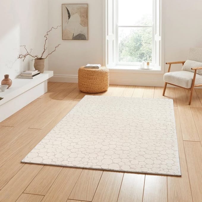 Flycarpets Laagpolig Medea Theora - Japandi Bubbelpatroon Vloerkleed - creme - 80x150 cm