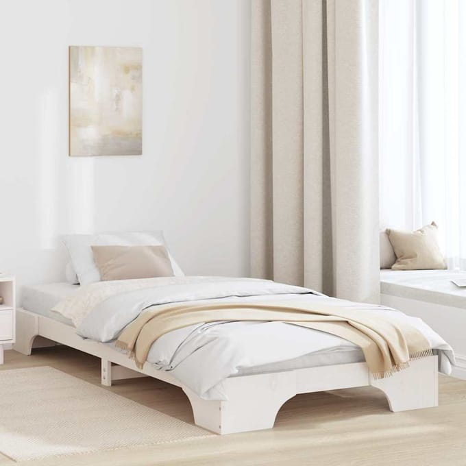 vidaXL - Bedframe - Wit - 100 - x - 200 - cm - Massief - grenenhout