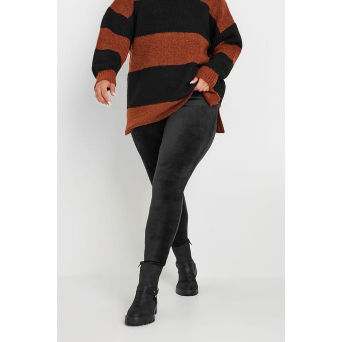 Yours Legging Van Velour In Zwart Size 52