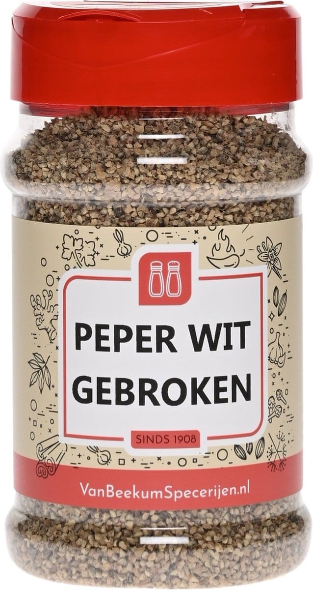 Van Beekum Specerijen - Peper Wit Gebroken - Strooibus 160 Gram