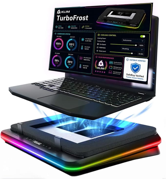 Laptop Koeler - Notebook Ventilator - Prestaties Verhogen - 4 Turboventilatoren - Tot 17 inch - Grijs