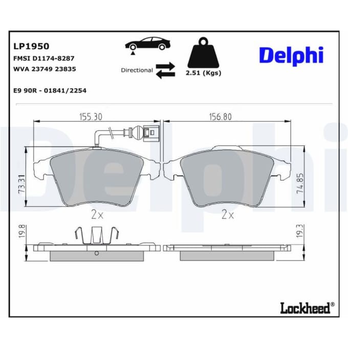 Remblokset DELPHI LP1950, voor