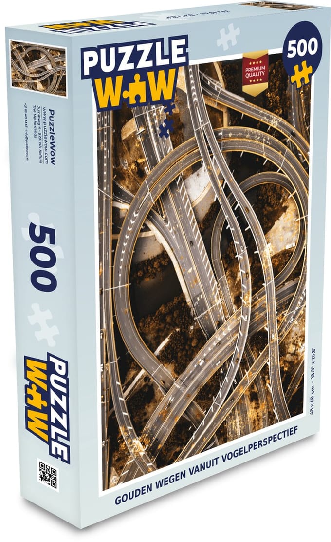 Puzzel Snelweg - Goud - Auto's - Legpuzzel - Puzzel 500 stukjes